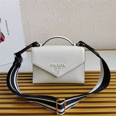 prada bag monochrome|White Saffiano Leather Prada Monochrome Bag .